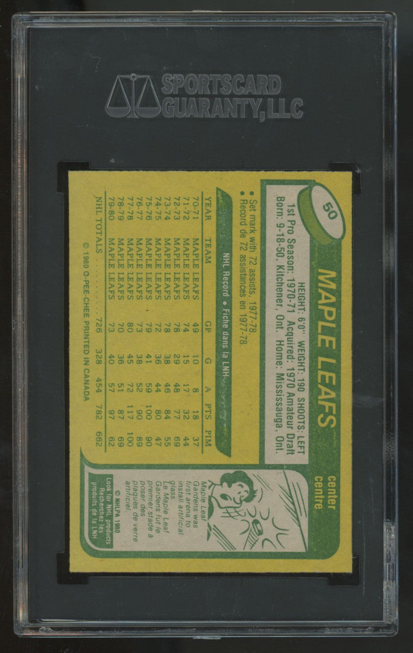 1980-81 O-Pee-Chee Darryl Sittler #50 SGC 9