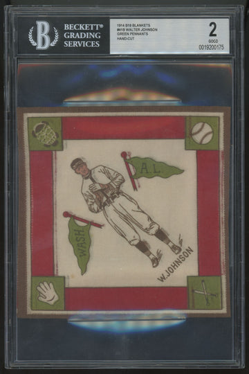 1914 B18 Blankets Walter Johnson Green Pennants BGS 2