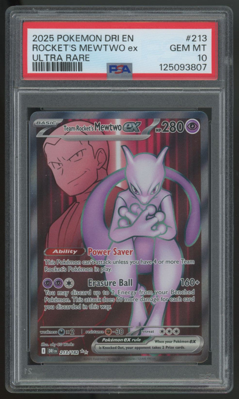 2025 Pokemon Rocket's Mewtwo ex Destined Rivals Ultra Rare #213 PSA 10