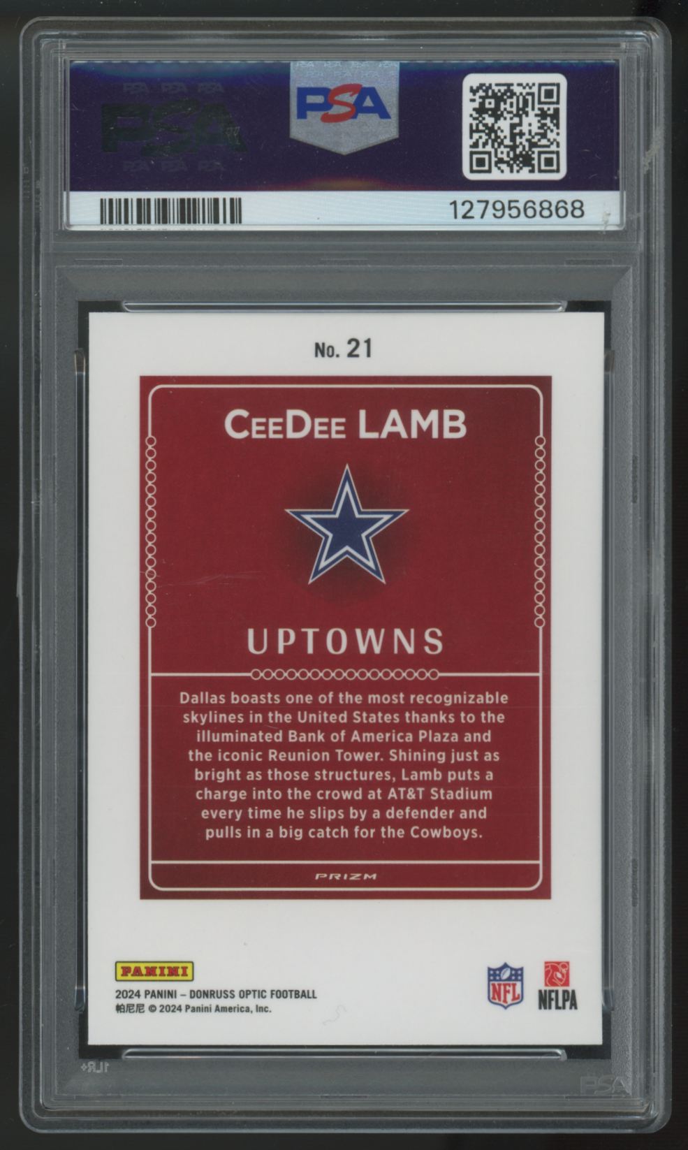 2024 Donruss Optic CeeDee Lamb Uptowns Prizm SSP #21 PSA 9