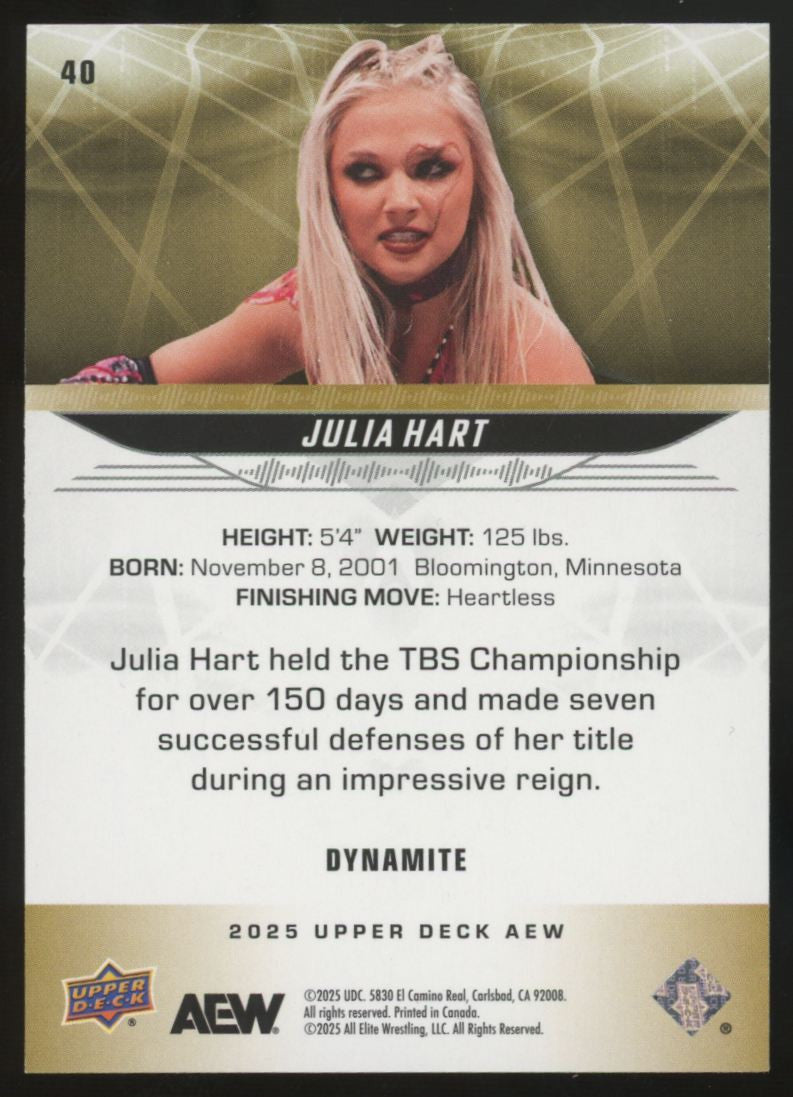 2025 Upper Deck AEW Julia Hart Dynamite /199 #40