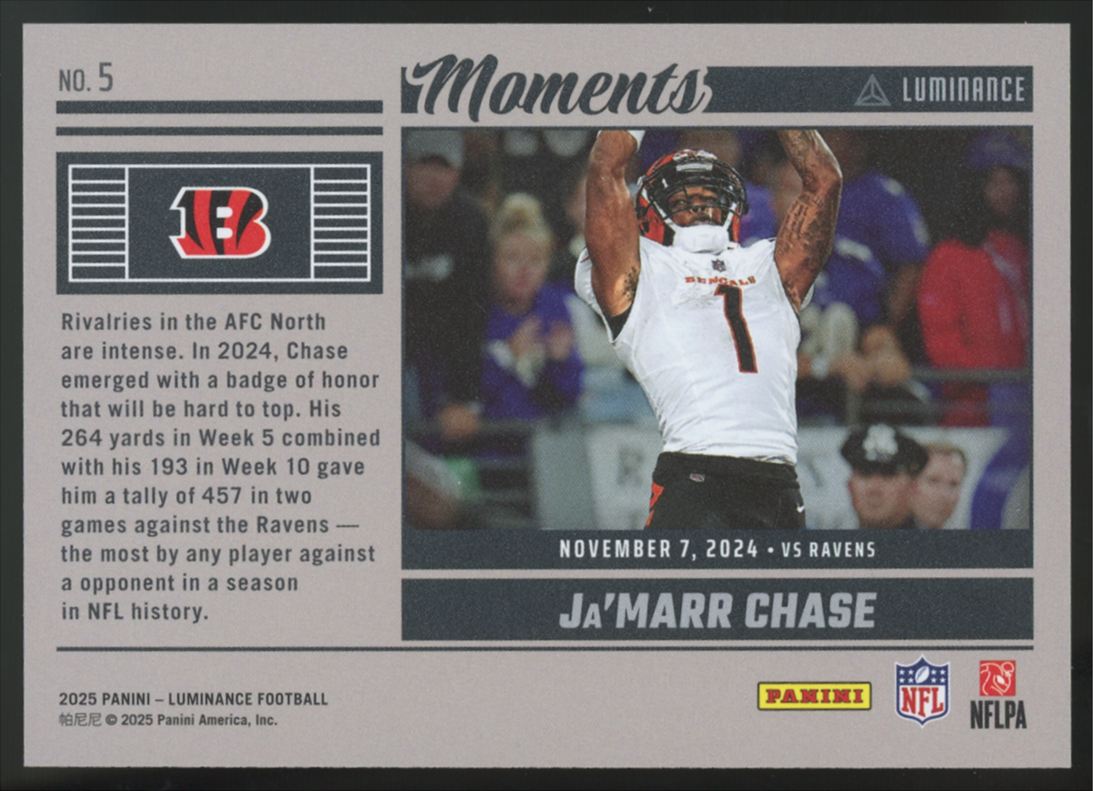 2025 Panini Luminance Ja'Marr Chase Moments #5