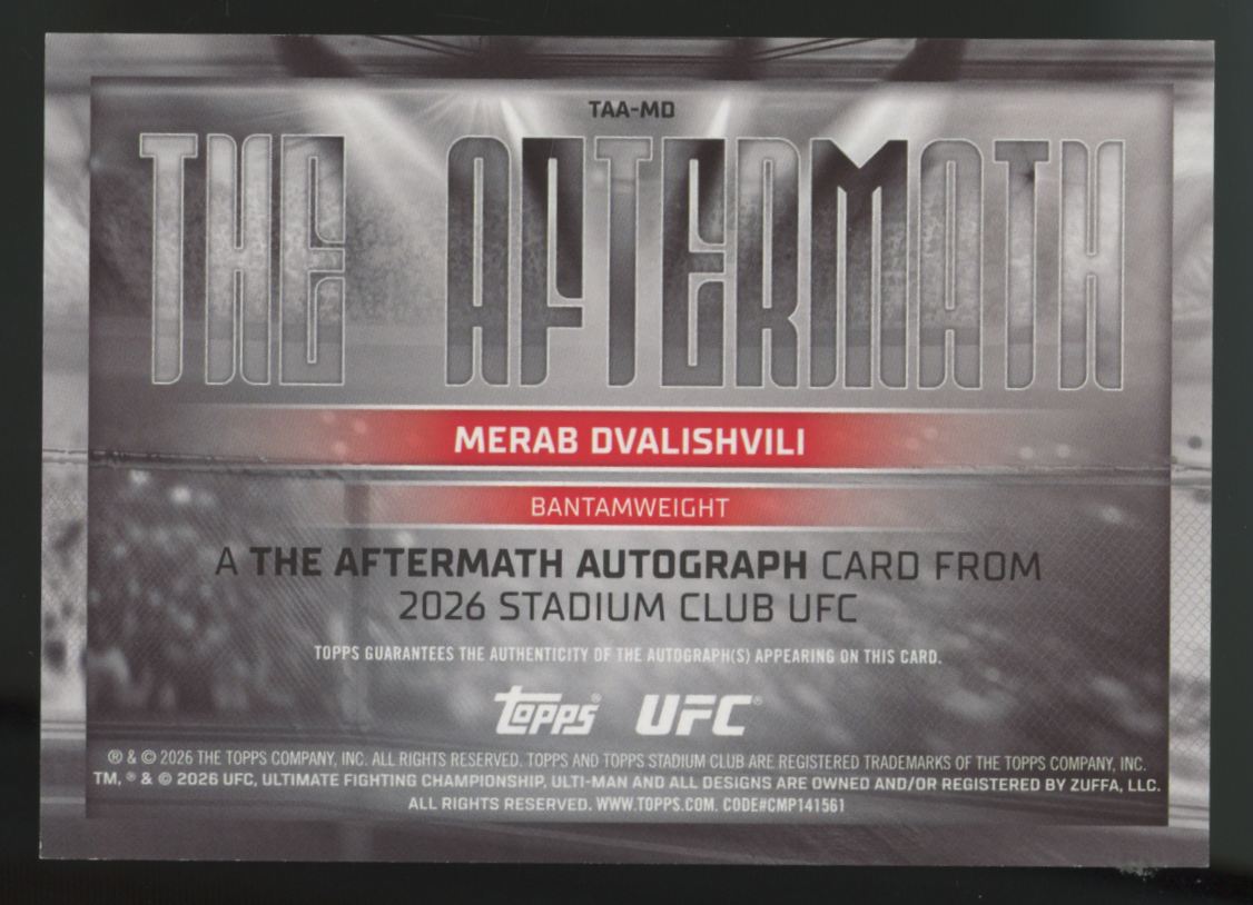 2026 Topps Stadium Club UFC Merab Dvalishvili Turquoise Aftermath Auto /99