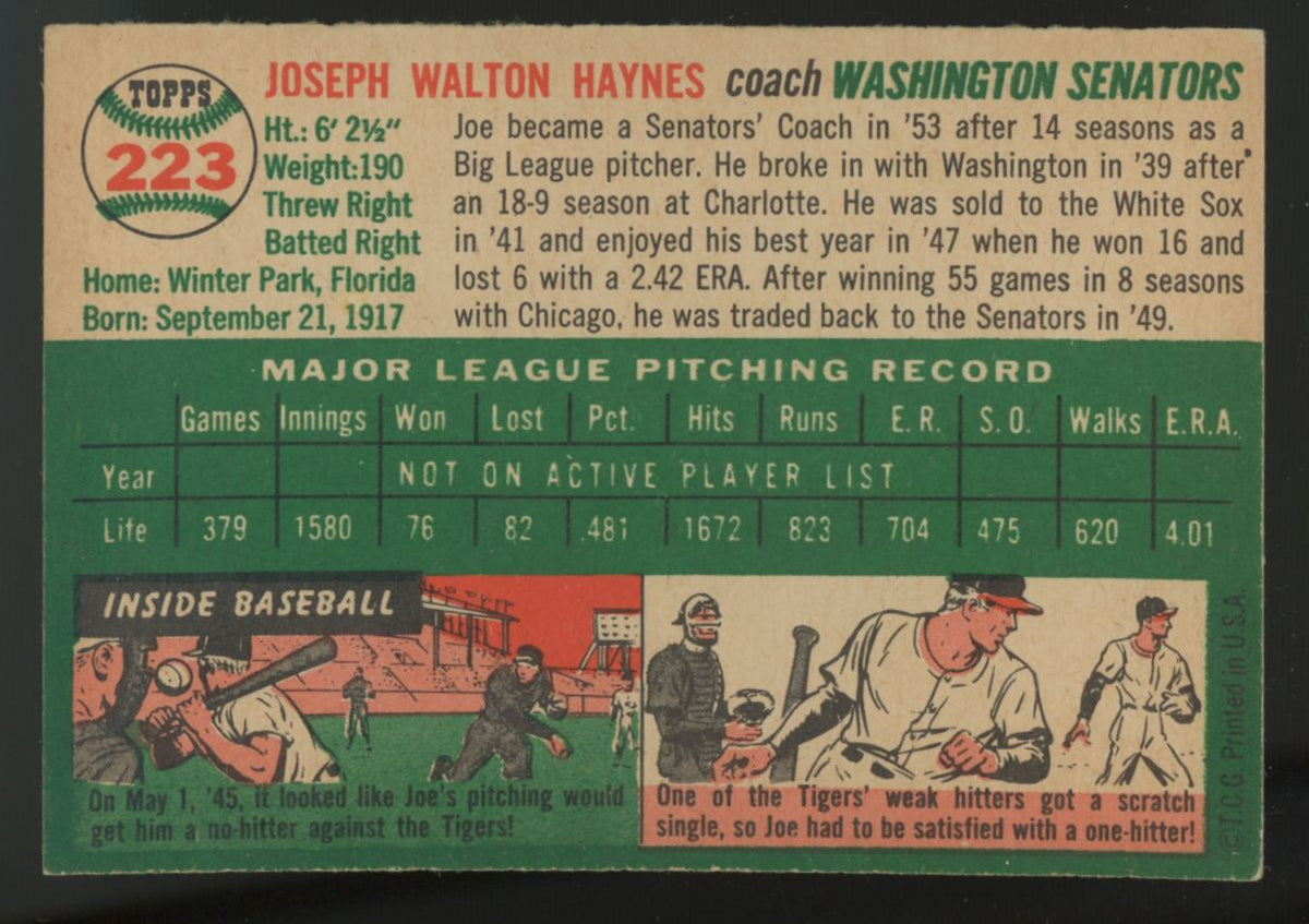 1954 Topps Joe Haynes #223 EX