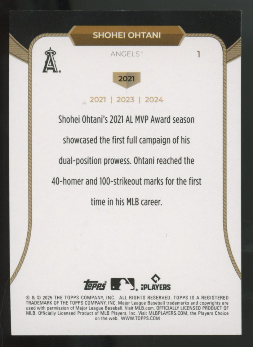 2025 Topps Welcome To The Club Shohei Ohtani 3 MVP Green Stardust Foil /99 #1