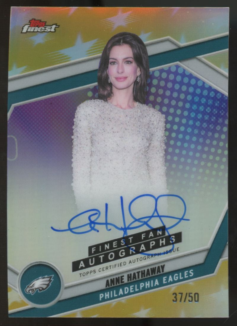 2025 Topps Finest Anne Hathaway Finest Fans Gold Refractor Auto /50 #FAN-AH