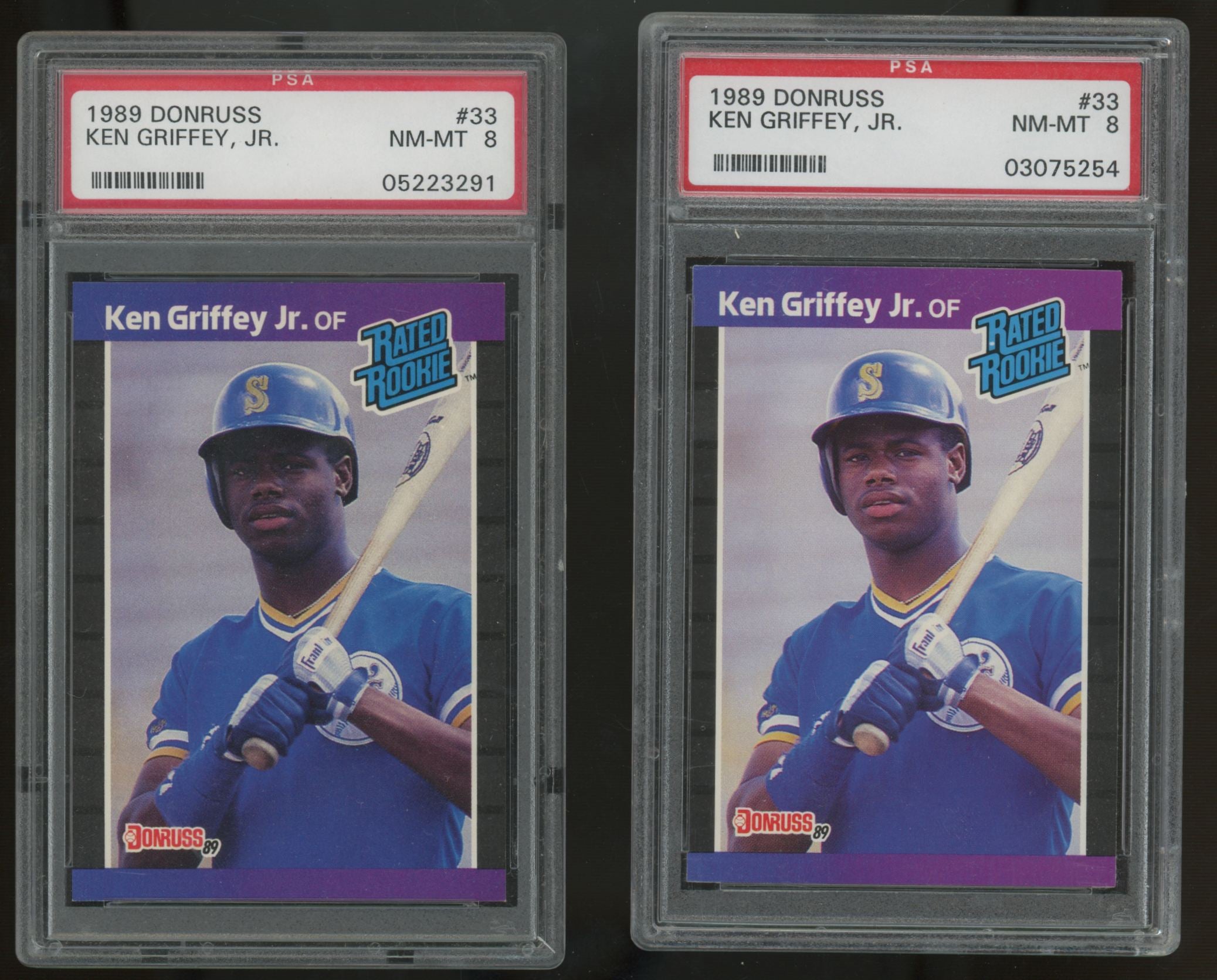 1989 Donruss Ken Griffey Jr. RC Rated Rookie #33 PSA 8 Lot of 10 "C"