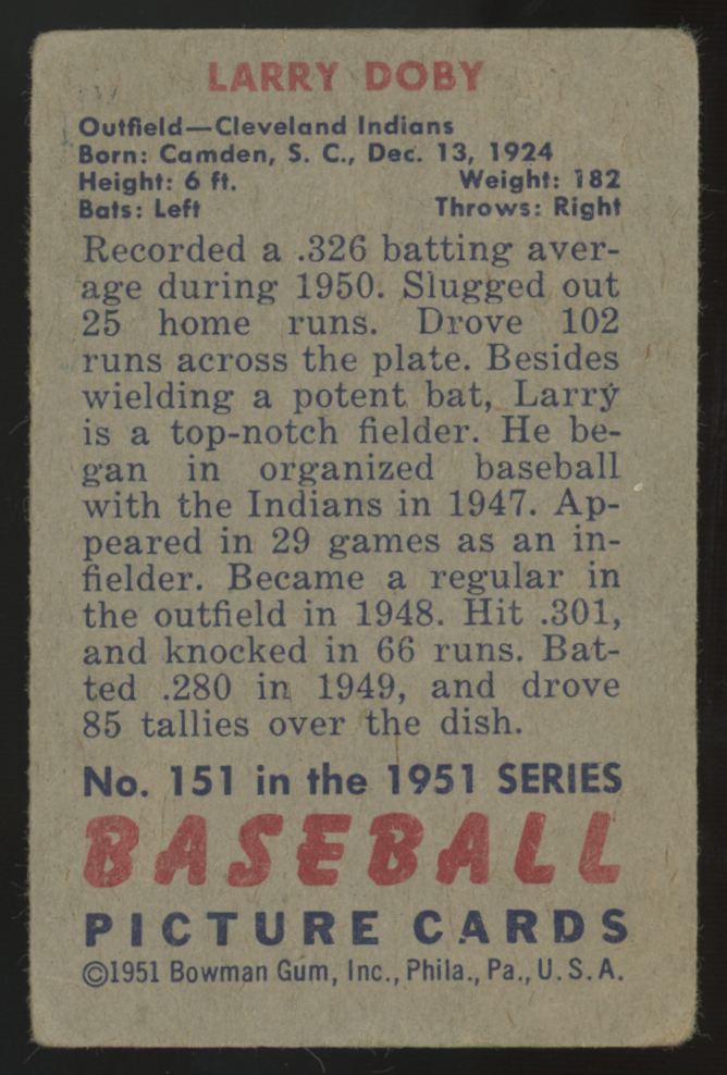 1951 Bowman Larry Doby #151 Poor