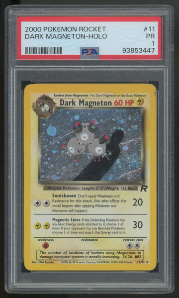 2000 Pokemon Dark Magneton Team Rocket Unlimited Holo #11 PSA 1