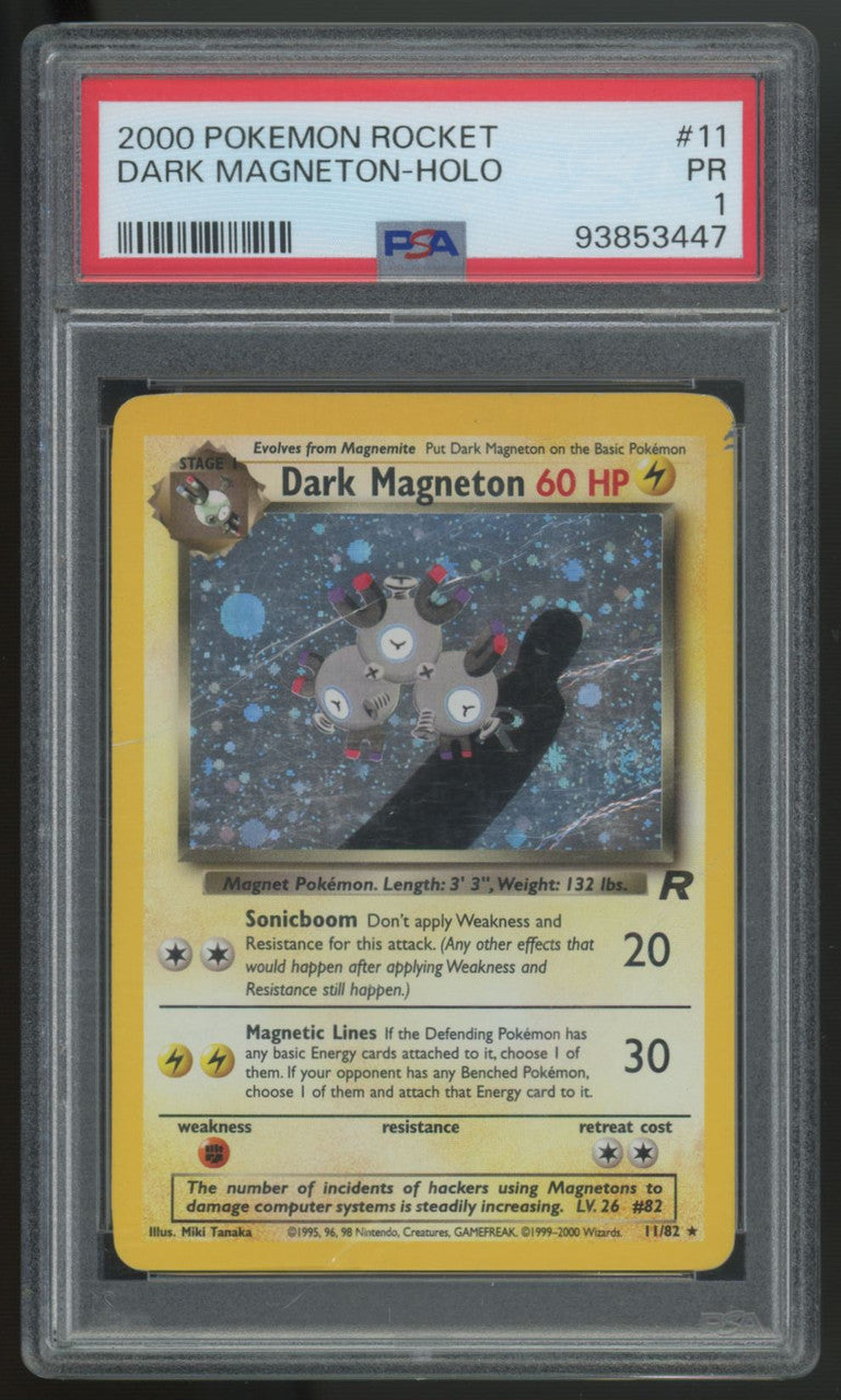 2000 Pokemon Dark Magneton Team Rocket Unlimited Holo #11 PSA 1