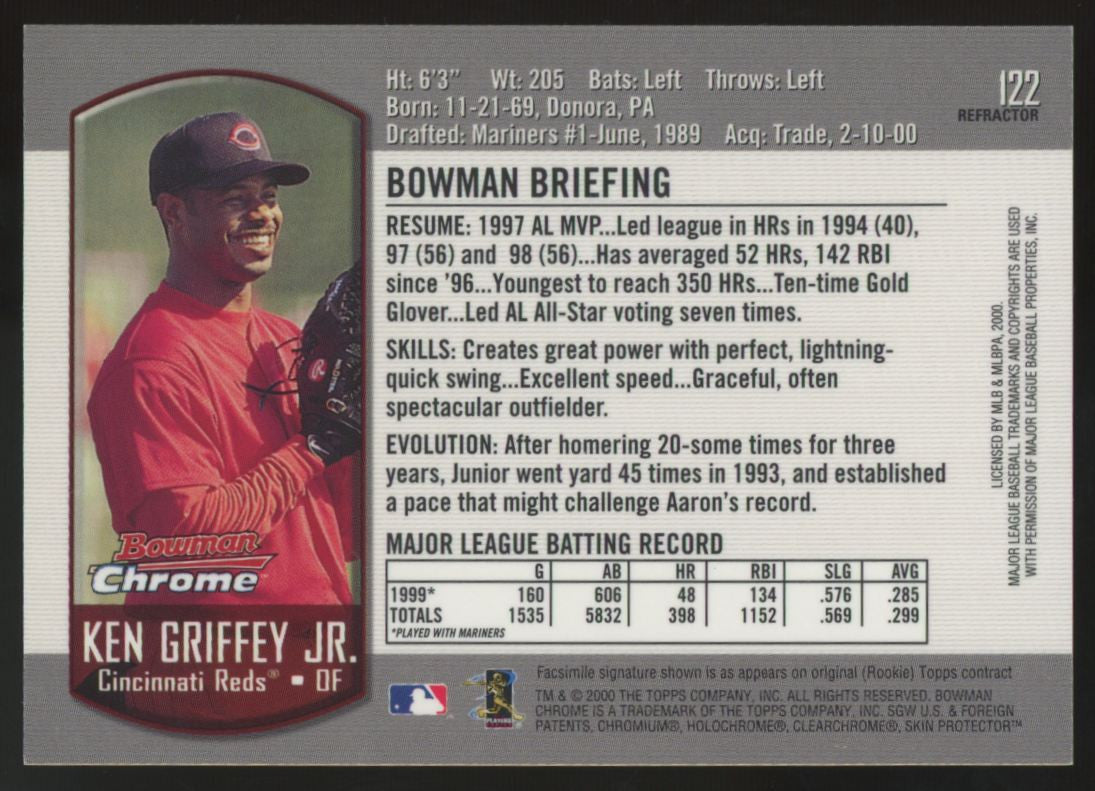 2000 Bowman Chrome Ken Griffey Jr. Refractor #122