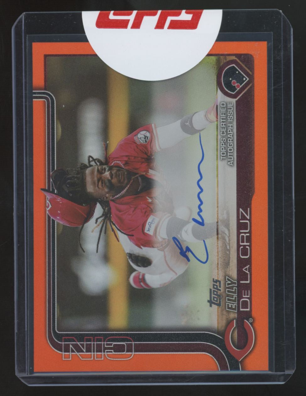 2025 Topps Series One Elly De La Cruz Flagship Real One Orange Foil Auto /25