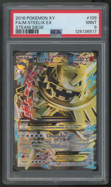 2016 Pokemon M Steelix EX Steam Siege Full Art #109 PSA 9