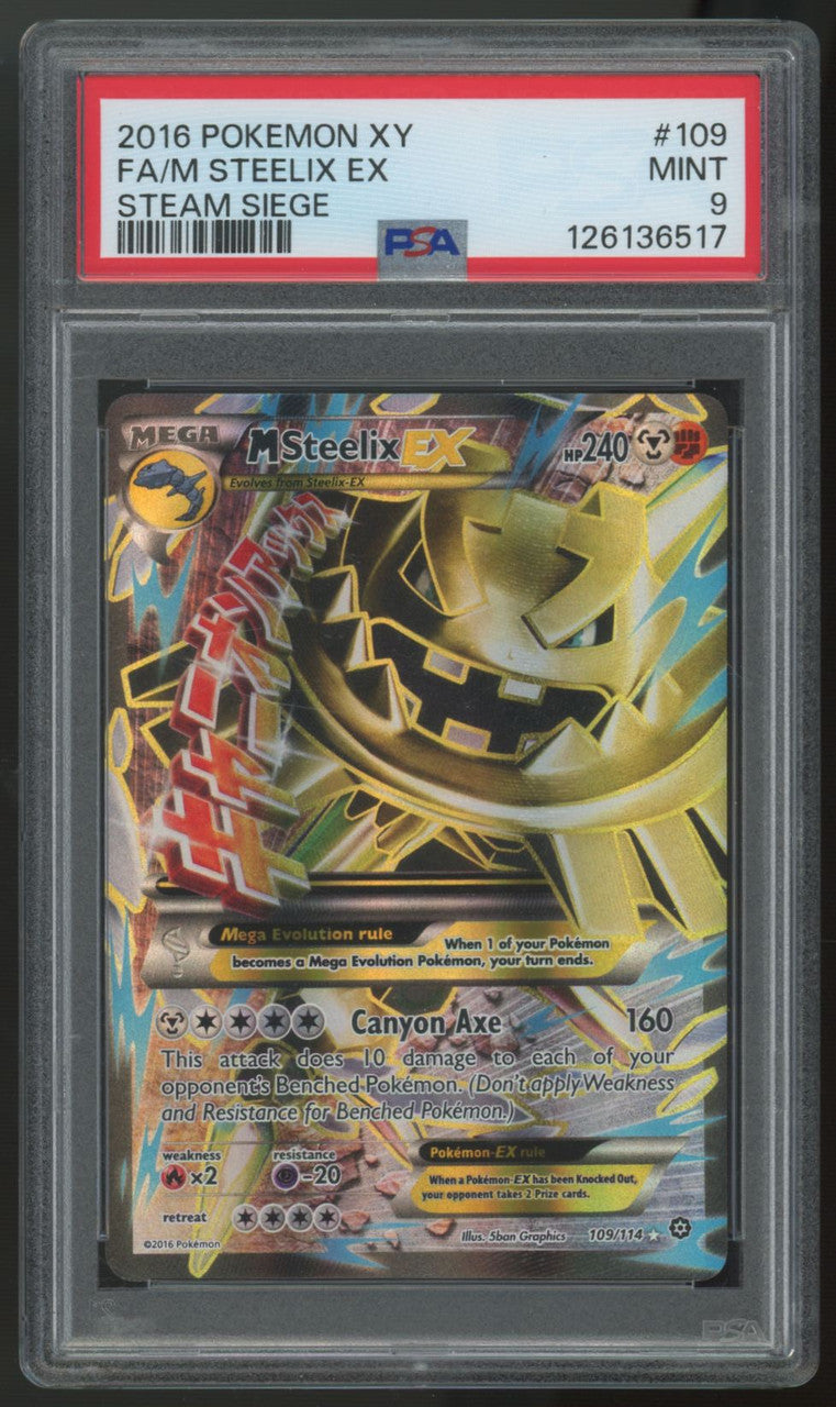 2016 Pokemon M Steelix EX Steam Siege Full Art #109 PSA 9