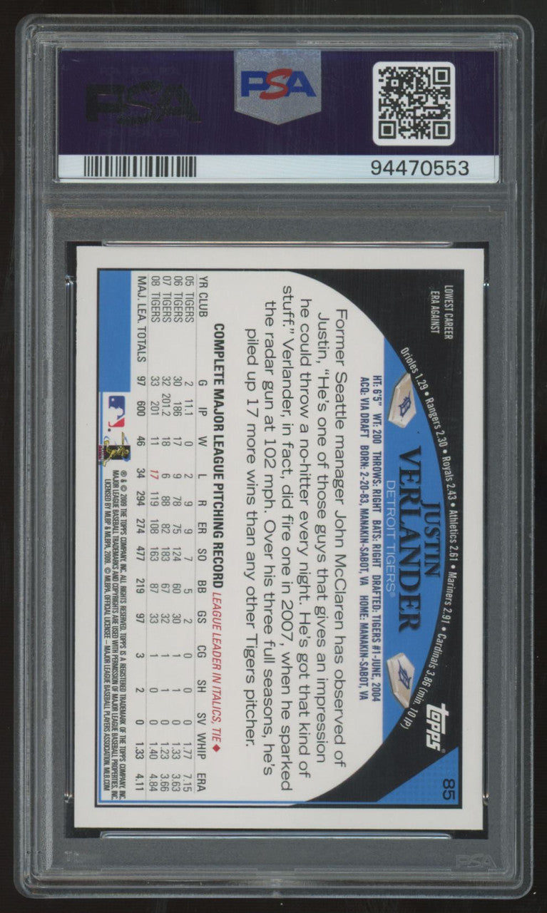 2009 Topps Justin Verlander #85 PSA 10 *553