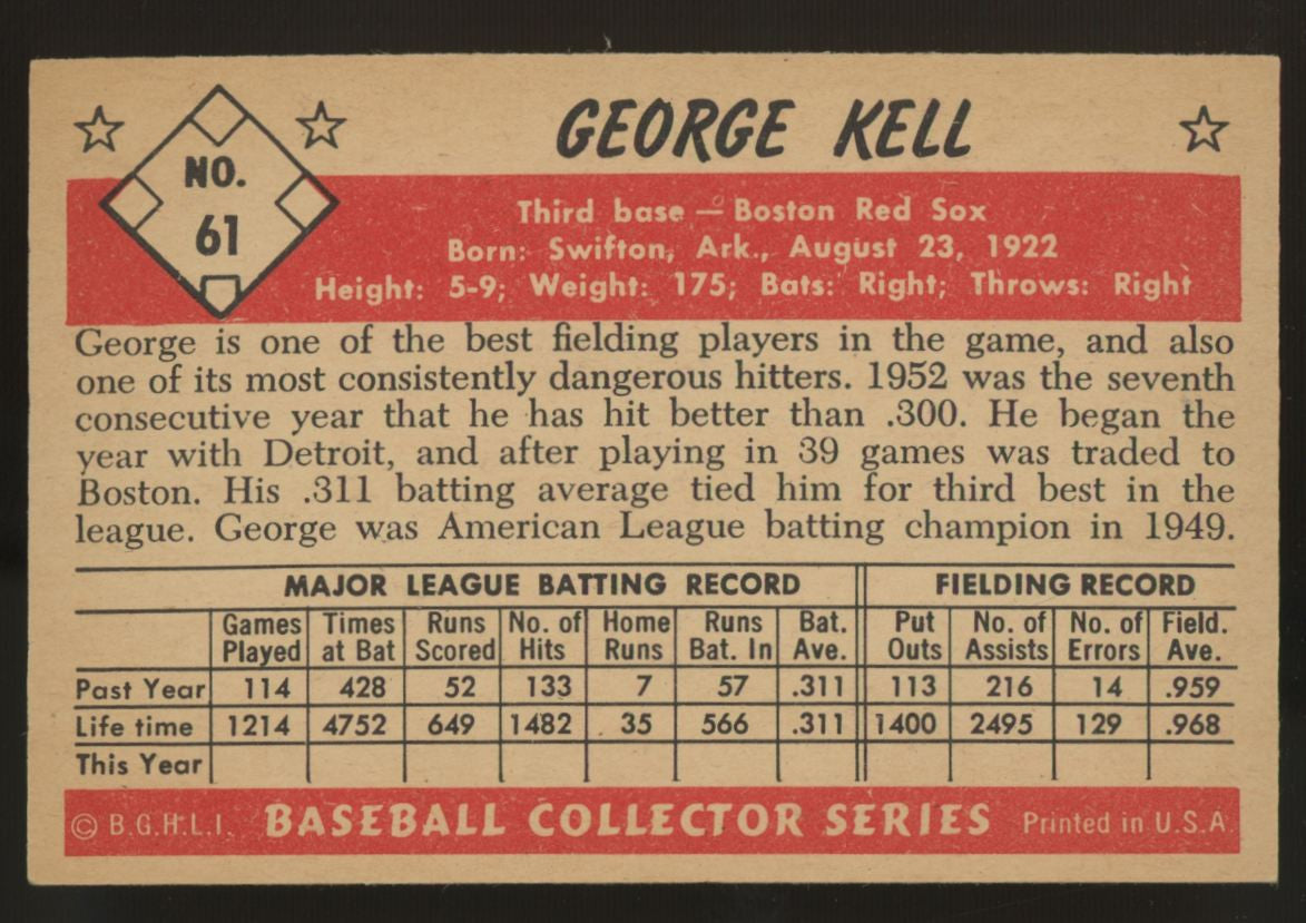 1953 Bowman Color George Kell #61 NM