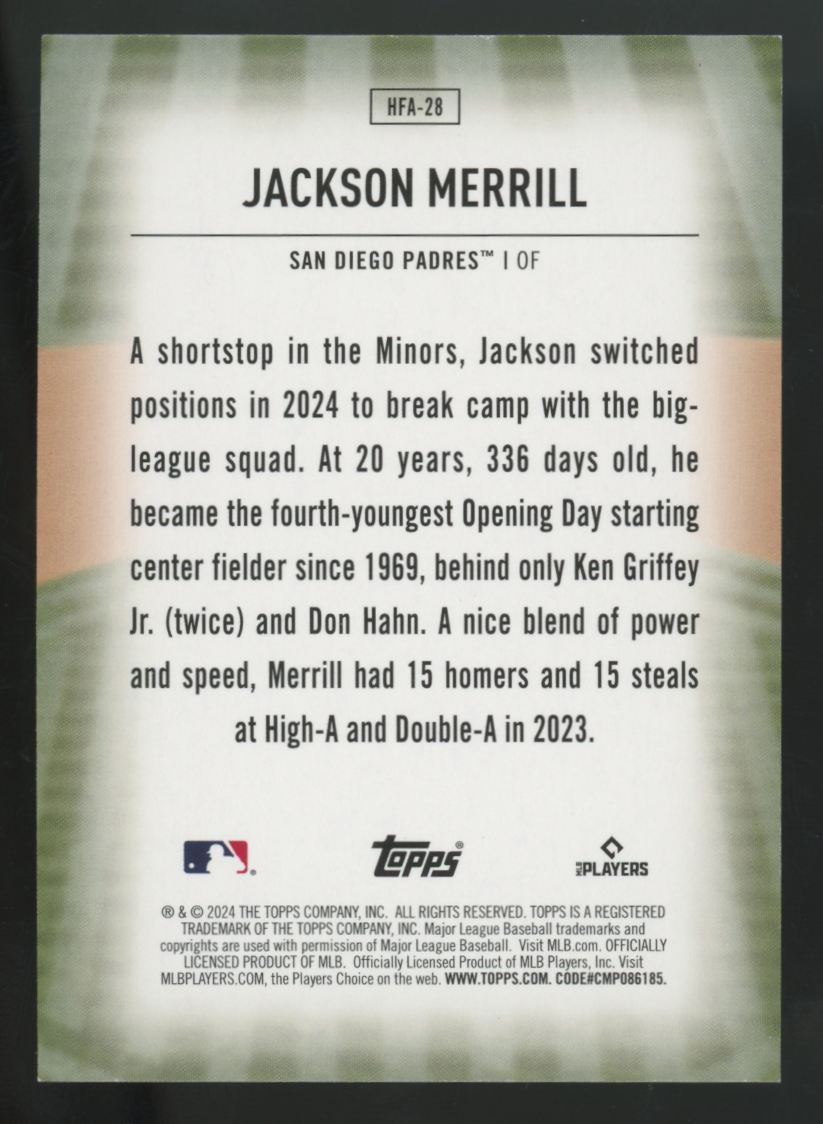 2024 Topps Update Jackson Merrill RC Home Field Advantage #HFA-28