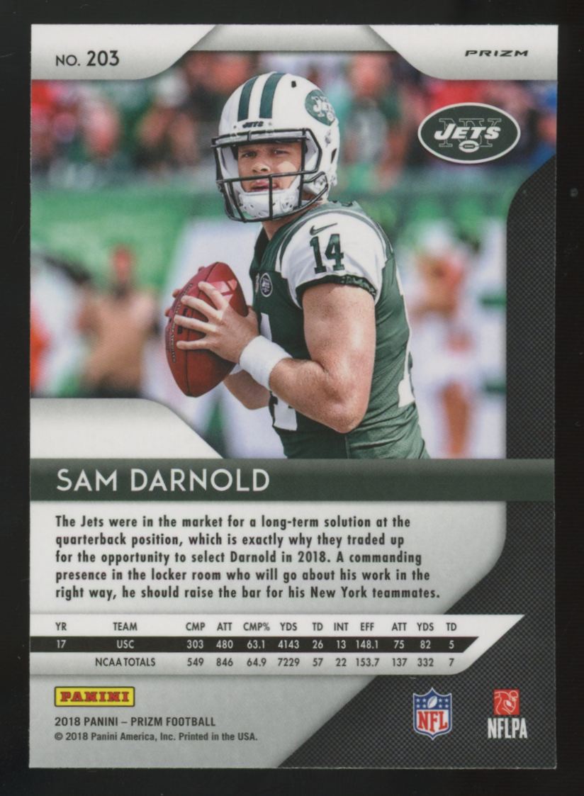 2018 Panini Prizm Sam Darnold RC Red/White & Blue #203