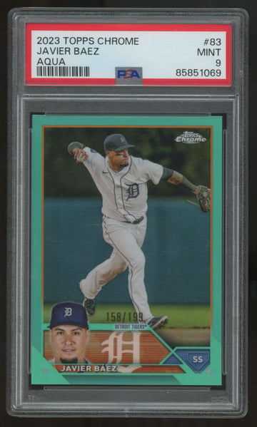 2023 Topps Chrome Javier Baez Aqua Refractor /199 #83 PSA 9