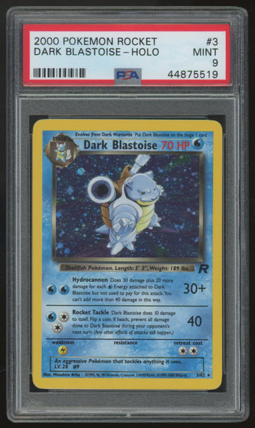 2000 Pokemon Dark Blastoise Team Rocket Holo #3 PSA 9