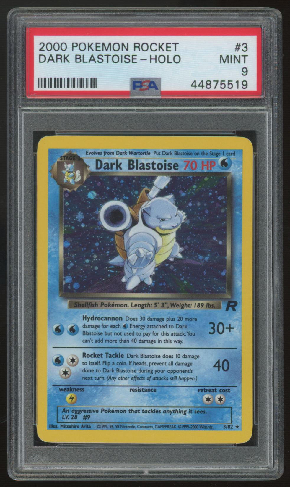 2000 Pokemon Dark Blastoise Team Rocket Holo #3 PSA 9