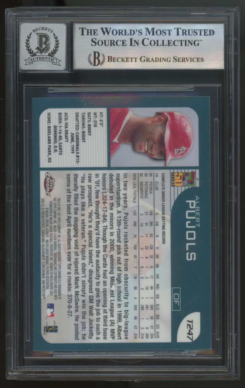 2001 Topps Chrome Albert Pujols RC #T247 Signed Autographed Beckett 10 Auto