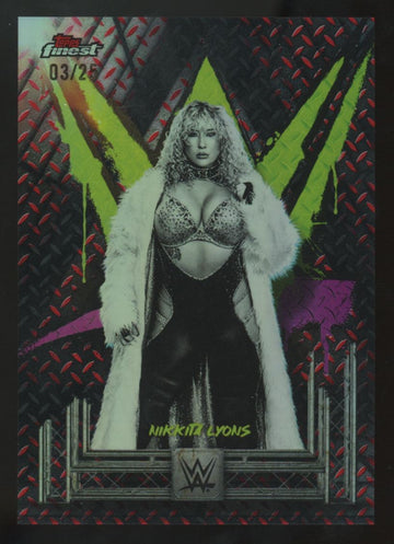 2025 Topps Finest WWE Nikkita Lyons Common Red/Black Vapor Refractor /25 #69