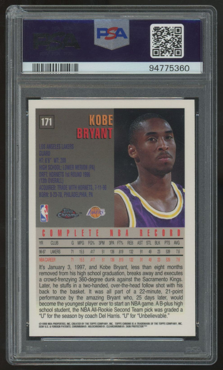 1997-98 Topps Chrome Kobe Bryant #171 PSA 9