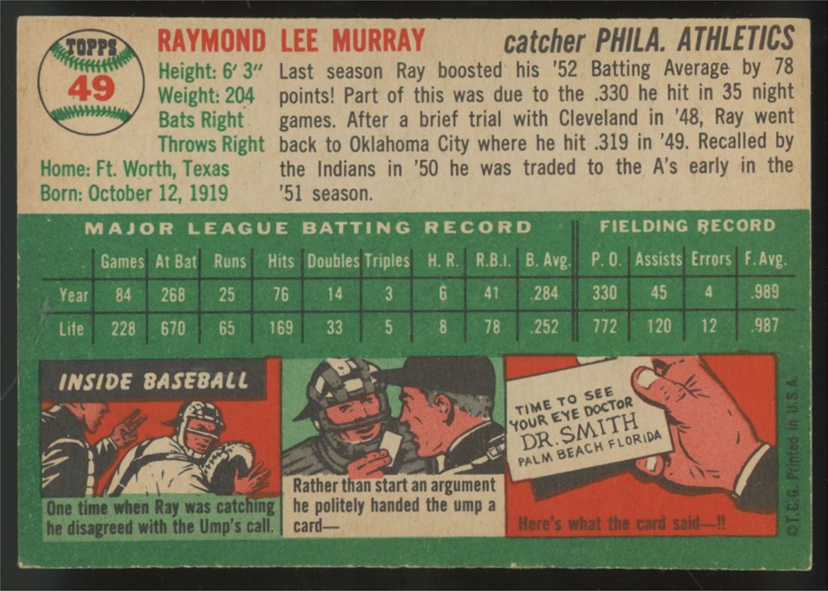 1954 Topps Ray Murray #49 EX-MT