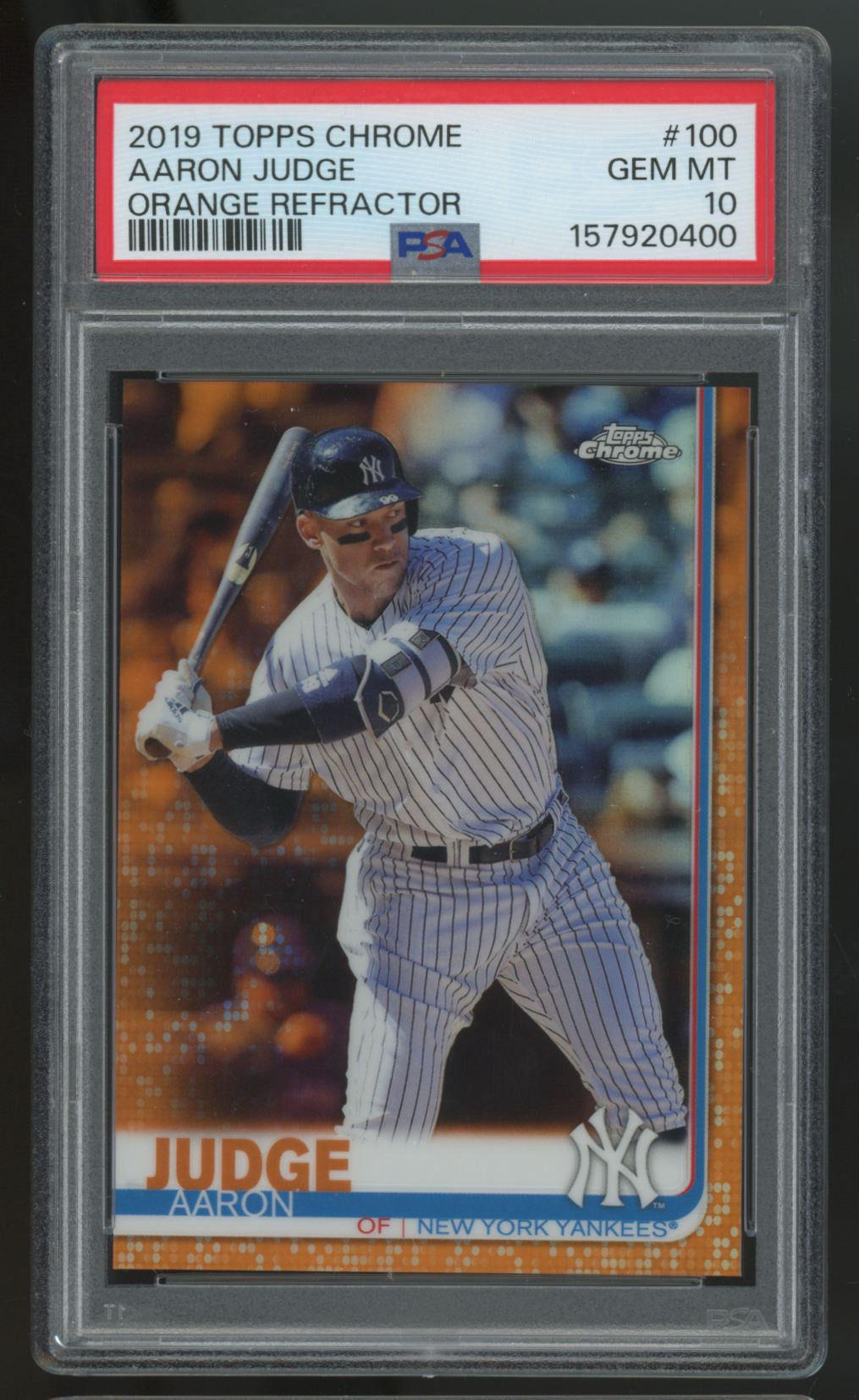 2019 Topps Chrome Aaron Judge Orange Refractor /25 #100 PSA 10