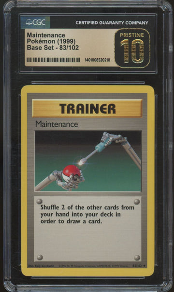 1999 Pokemon Maintenance Base Set Unlimited #83 CGC Pristine 10