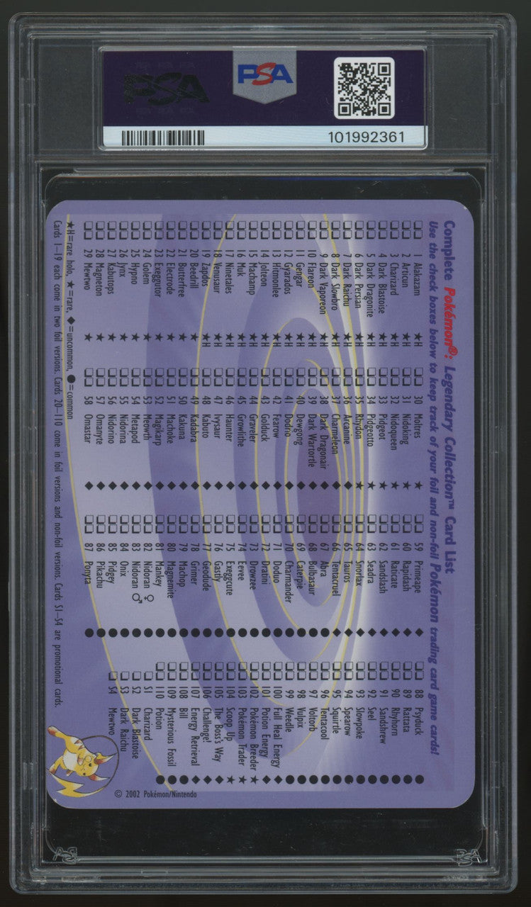2002 Pokemon Dark Raichu Legendary Collection Box Topper #S3 PSA 7