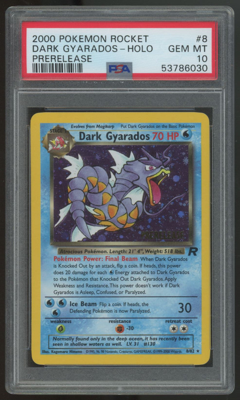 2000 Pokemon Dark Gyarados Team Rocket Prerelease Holo #8 PSA 10
