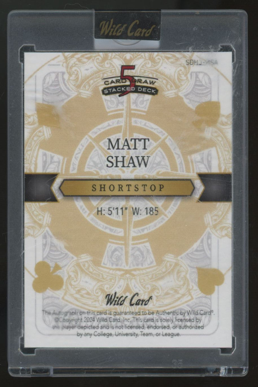 2024 Wild Card 5 Card Draw Matt Shaw RC Gold Joker Auto 1/1 #SDHJ-MSA
