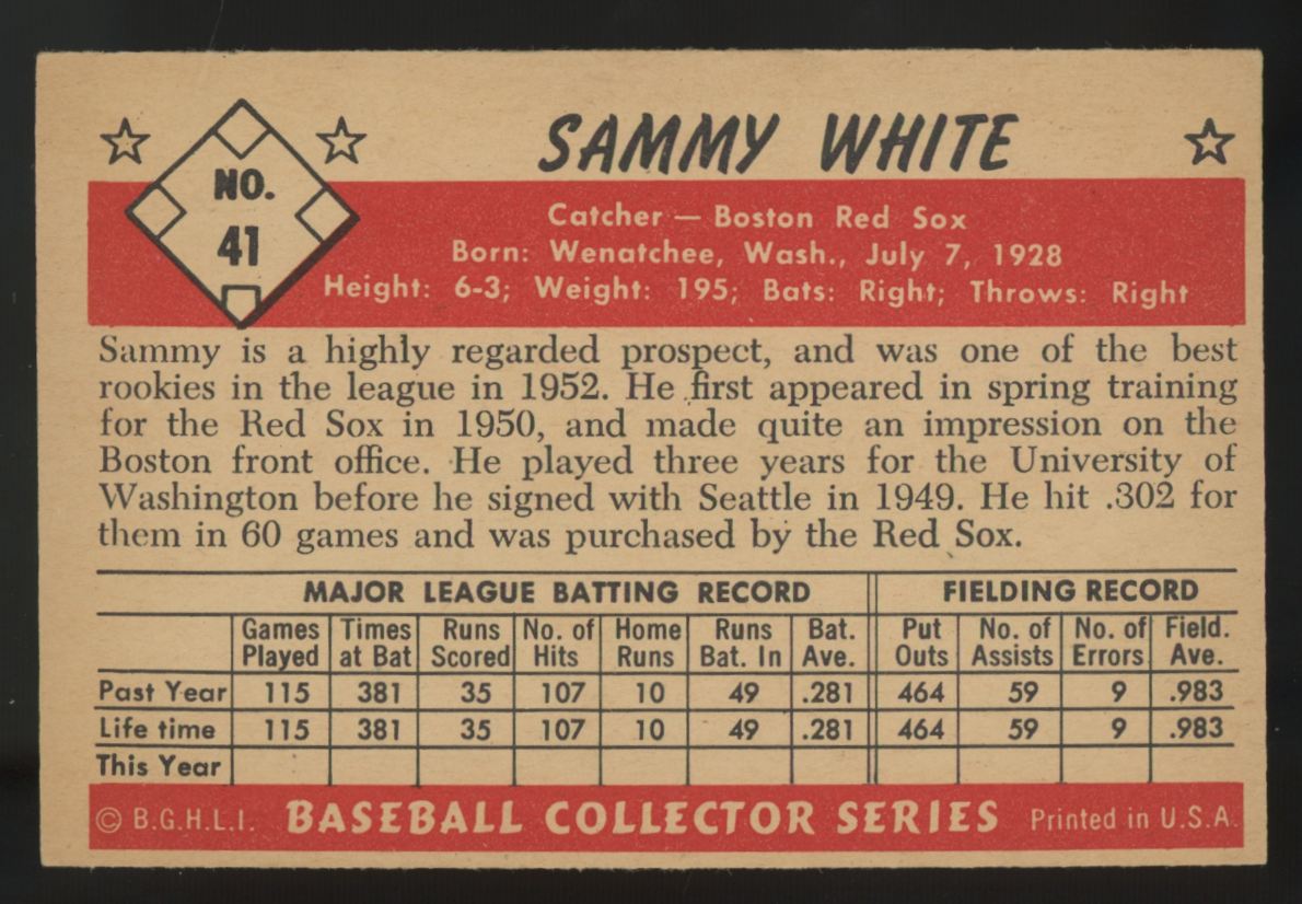1953 Bowman Color Sammy White #41 VG/EX