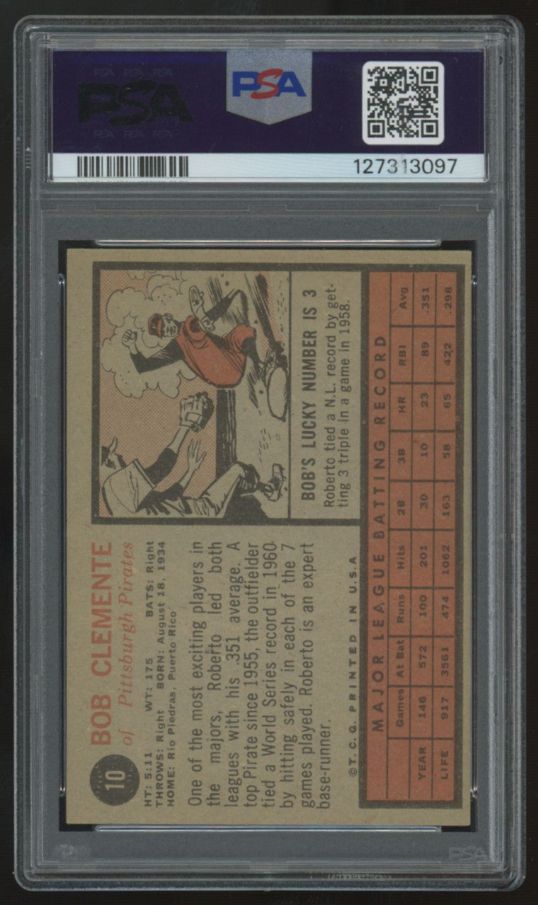 1962 Topps Bob Clemente #10 PSA 4 *097