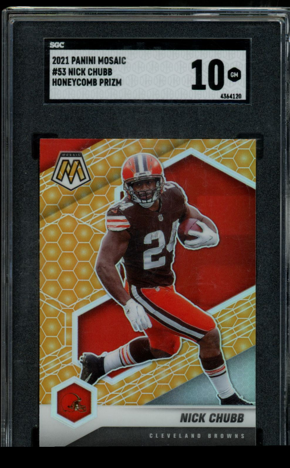 2021 Panini Mosaic Nick Chubb Honeycomb Prizm SSP #53 SGC 10