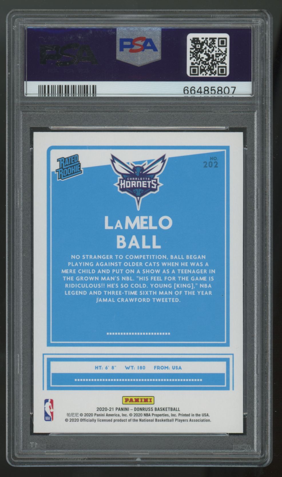 2020-21 Donruss LaMelo Ball RC Rated Rookie #202 PSA 10