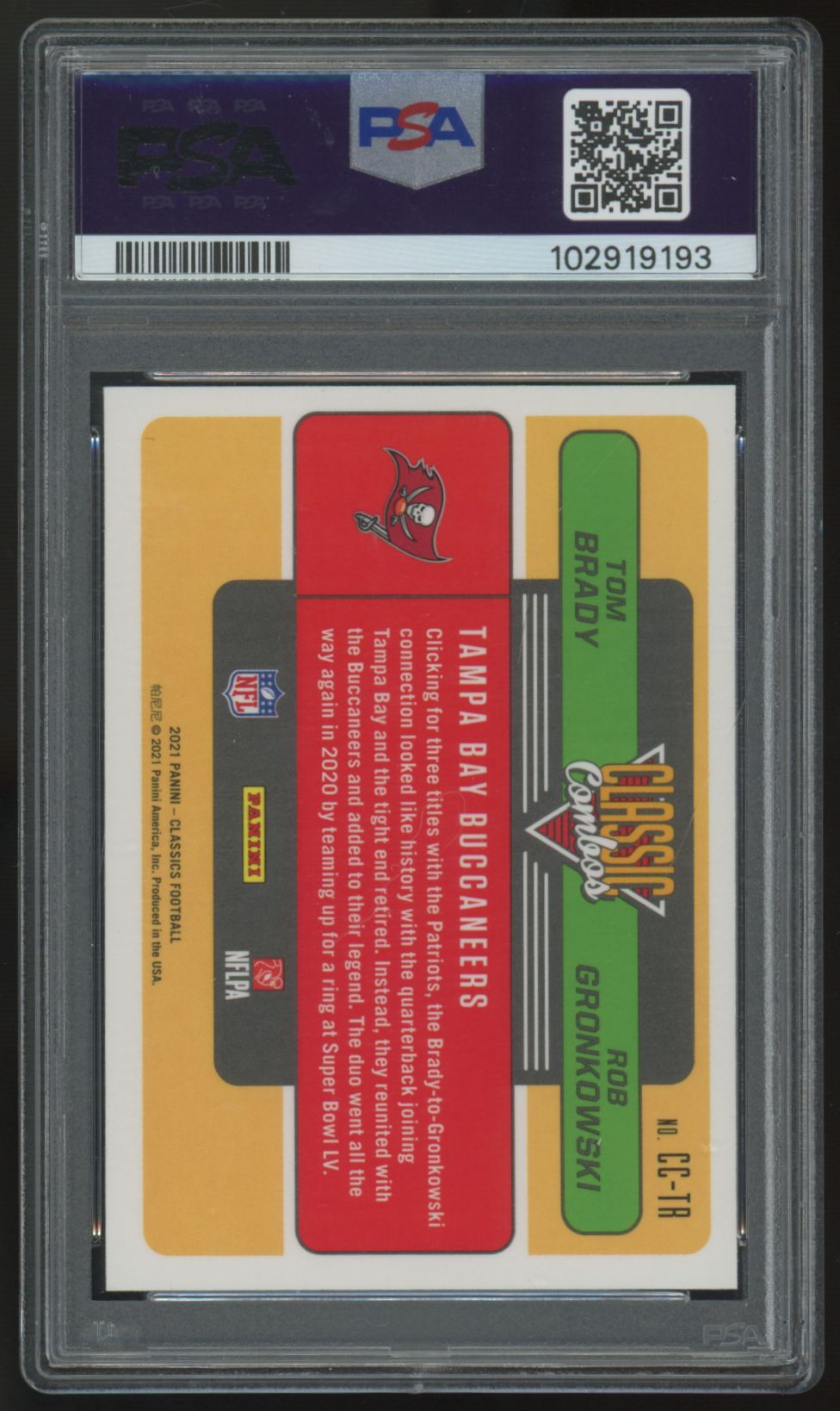 2021 Panini Classics Tom Brady/Rob Gronkowski Classic Combos #CC-TR PSA 10