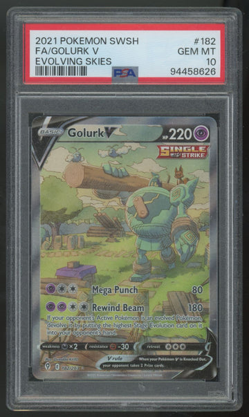 2021 Pokemon Golurk V Evolving Skies Full Art #182 PSA 10