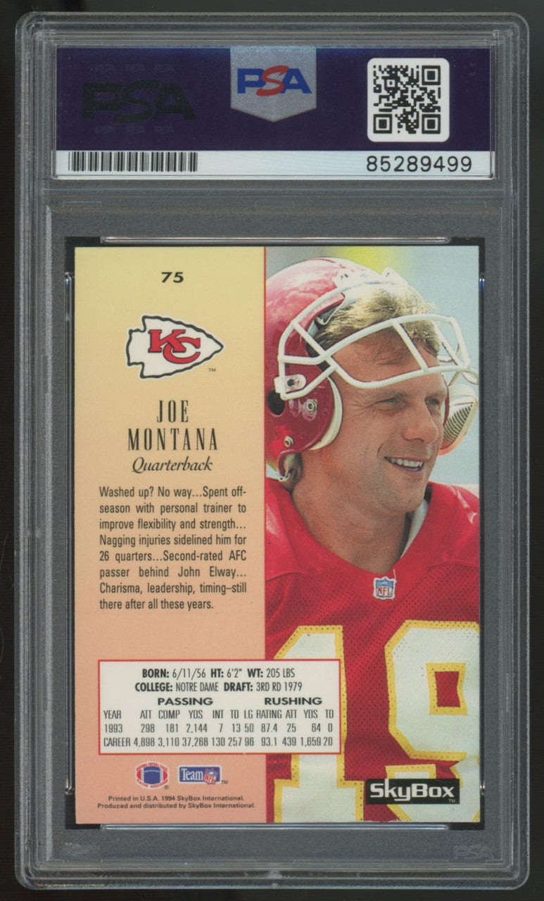 1994 Skybox Premium Joe Montana Signed Auto PSA/DNA Certified Authentic #75