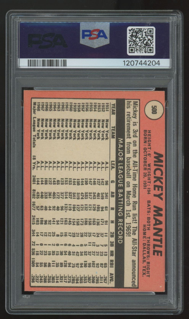 1969 Topps Mickey Mantle Last Name In Yellow #500 PSA 5