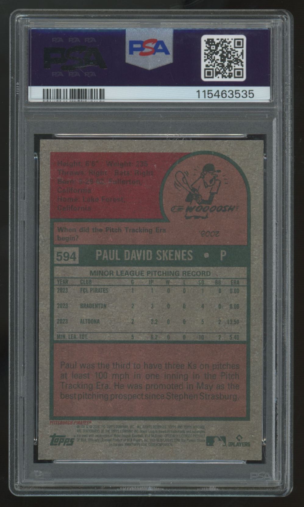 2024 Topps Heritage Paul Skenes RC #594 PSA 10