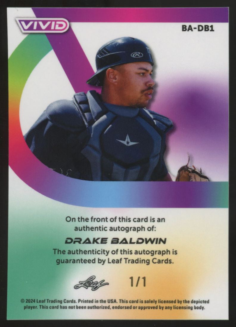 2024 Leaf Vivid Drake Baldwin RC Auto 1/1 #BA-DB1
