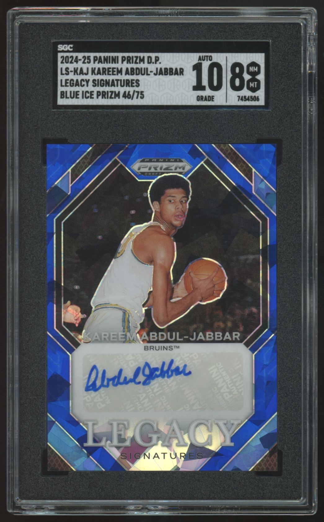 2024-25 Panini Prizm Draft Kareem Abdul-Jabbar Blue Ice Legacy Auto /75 SGC 8 10