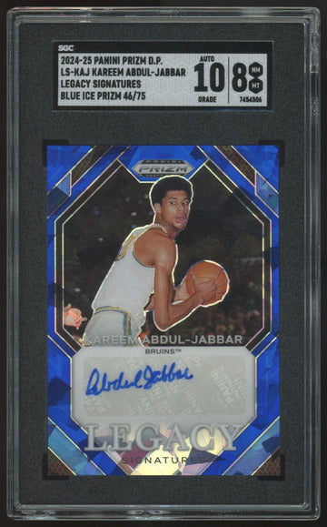 2024-25 Panini Prizm Draft Kareem Abdul-Jabbar Blue Ice Legacy Auto /75 SGC 8 10