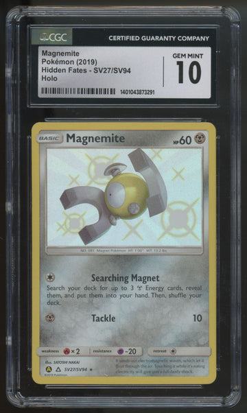 2019 Pokemon Magnemite Hidden Fates Holo #SV27 CGC 10