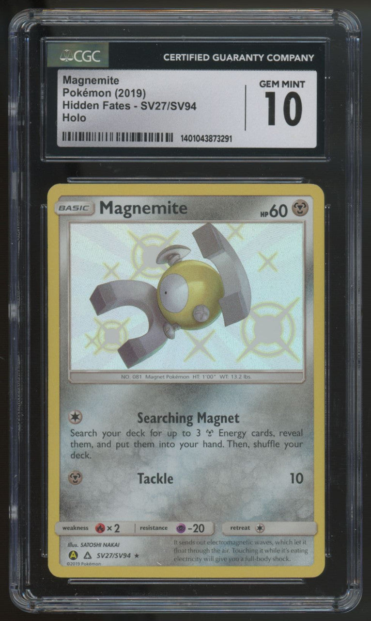 2019 Pokemon Magnemite Hidden Fates Holo #SV27 CGC 10