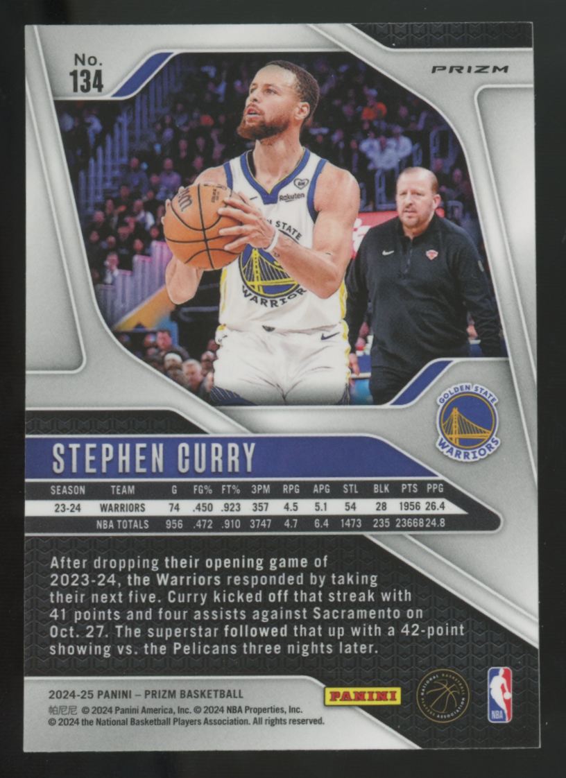 2024-25 Panini Prizm Stephen Curry Silver Glitter SSP #134