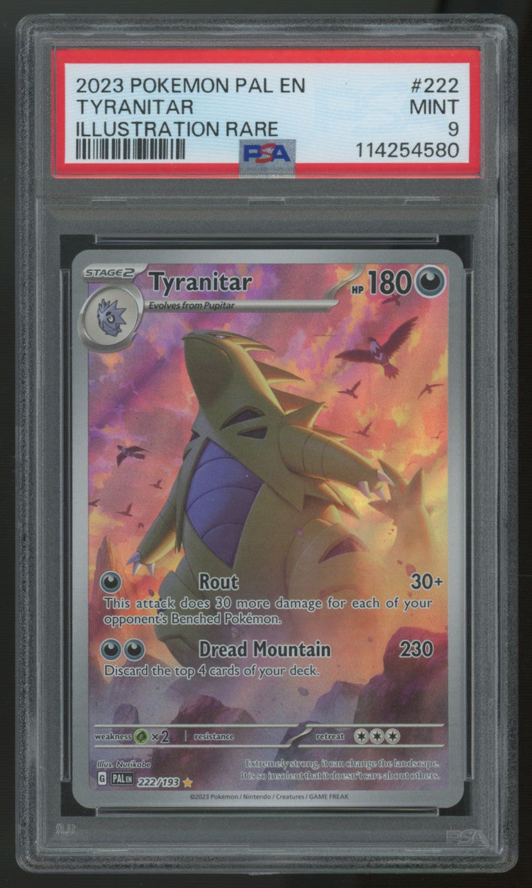 2023 Pokemon Tyranitar Paldea Evolved Illustration Rare #222 PSA 9